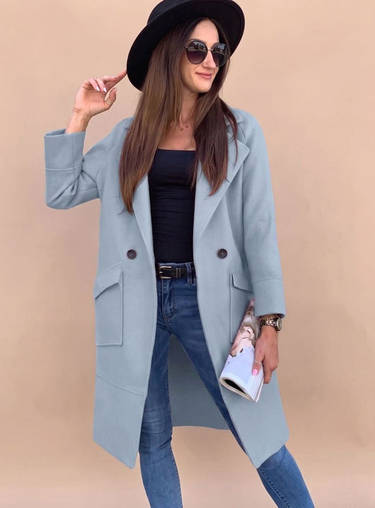 Marlene | Elegante dubbelrijse dames trenchcoat met reverskraag en zakken