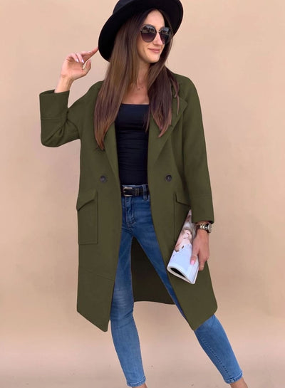 Marlene | Elegante dubbelrijse dames trenchcoat met reverskraag en zakken
