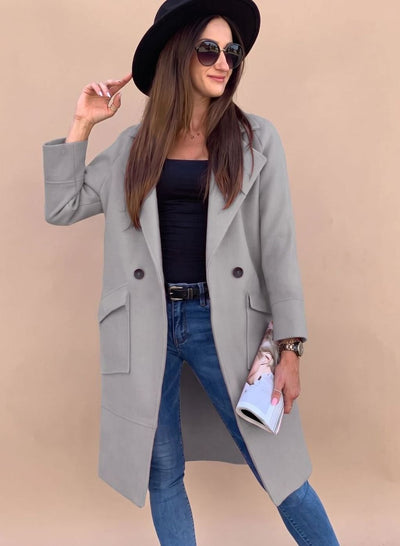 Marlene | Elegante dubbelrijse dames trenchcoat met reverskraag en zakken