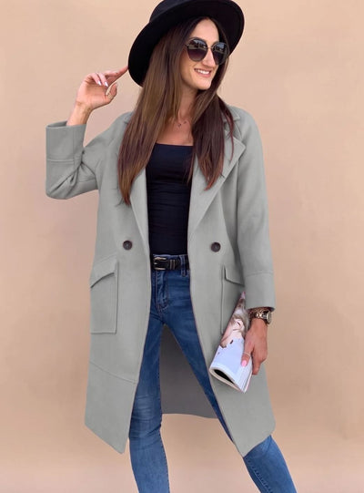 Marlene | Elegante dubbelrijse dames trenchcoat met reverskraag en zakken