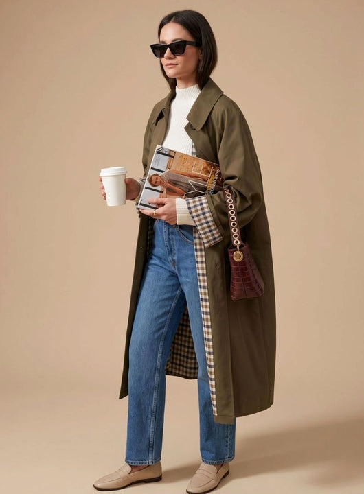 Johanna | Lange elegante dames trenchcoat met zijzakken