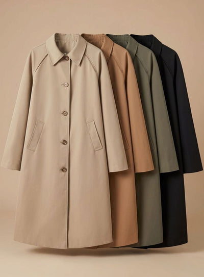 Johanna | Lange elegante dames trenchcoat met zijzakken