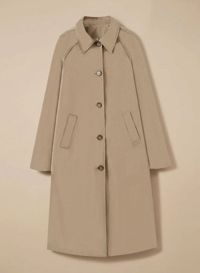 Johanna | Lange elegante dames trenchcoat met zijzakken