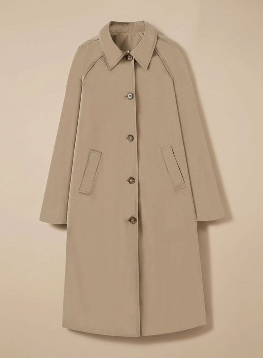 Johanna | Lange elegante dames trenchcoat met zijzakken
