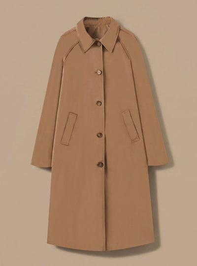 Johanna | Lange elegante dames trenchcoat met zijzakken