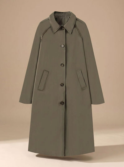 Johanna | Lange elegante dames trenchcoat met zijzakken
