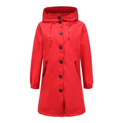 Emilia | Waterafstotende lange dames trenchcoat met capuchon