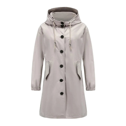 Emilia | Waterafstotende lange dames trenchcoat met capuchon