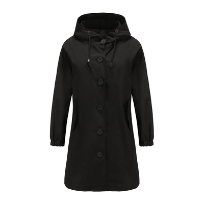 Emilia | Waterafstotende lange dames trenchcoat met capuchon