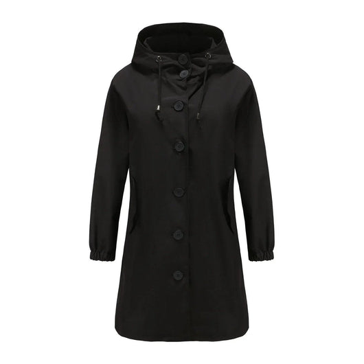 Emilia | Waterafstotende lange dames trenchcoat met capuchon