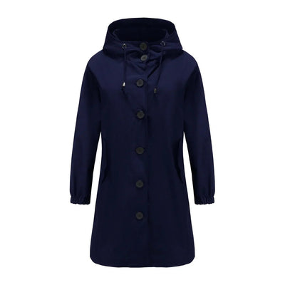Emilia | Waterafstotende lange dames trenchcoat met capuchon