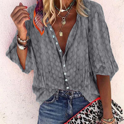 Gabriela | Bedrukte casual damesblouse met knoopsluiting
