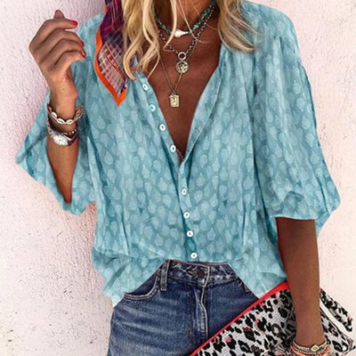 Gabriela | Bedrukte casual damesblouse met knoopsluiting