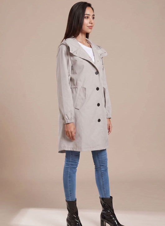 Greta | Waterafstotende lange dames outdoormantel met capuchon