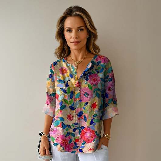 Isabella | Dames casual top met bloemenprint en V-hals