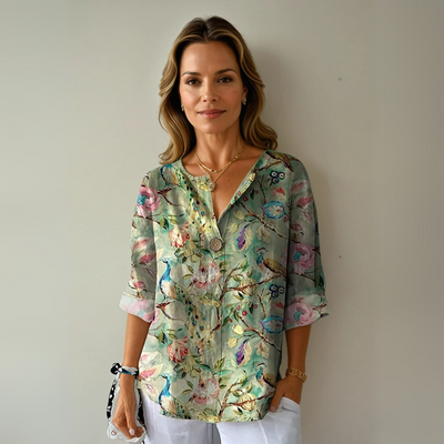 Isabella | Dames casual top met bloemenprint en V-hals
