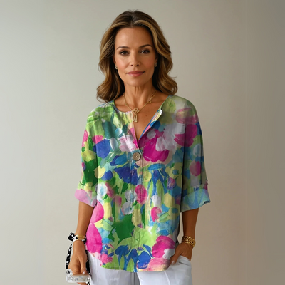 Isabella | Dames casual top met bloemenprint en V-hals