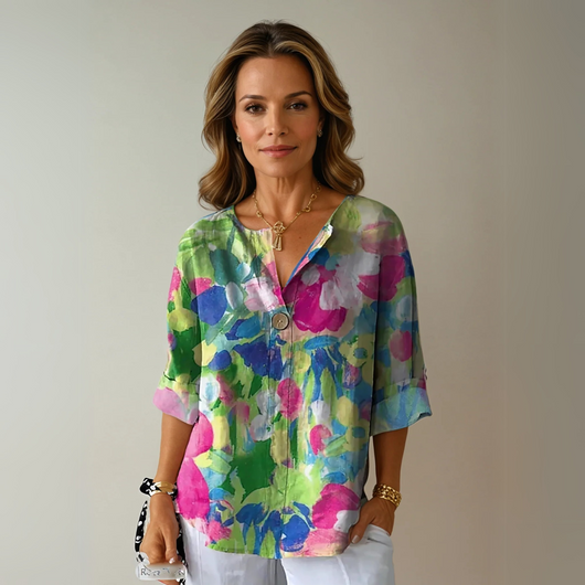 Isabella | Dames casual top met bloemenprint en V-hals