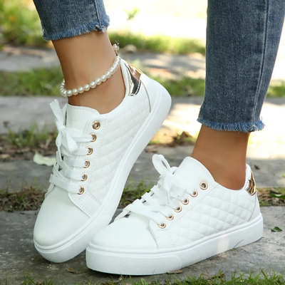 Marion | Casual dames sneakers met doorstikking en veters