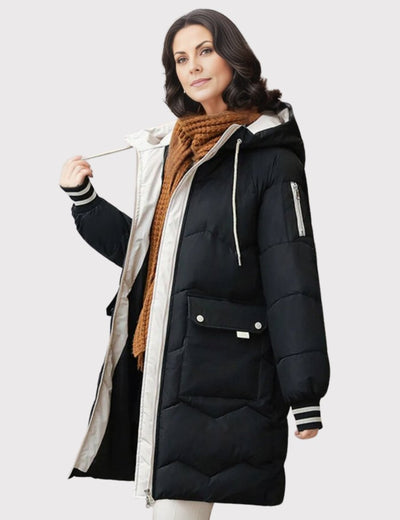 Elisabeth | Lange gewatteerde dames winterparka met capuchon