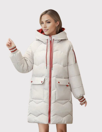 Elisabeth | Lange gewatteerde dames winterparka met capuchon