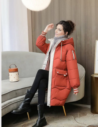 Elisabeth | Lange gewatteerde dames winterparka met capuchon