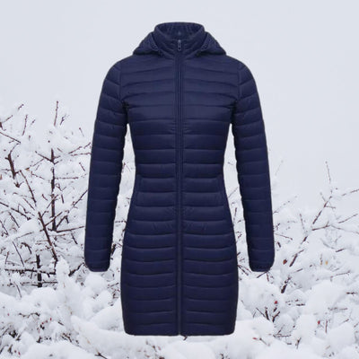 Greta | Ultralichte lange gewatteerde dames winterparka met capuchon