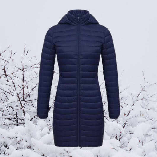 Greta | Ultralichte lange gewatteerde dames winterparka met capuchon