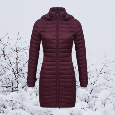 Greta | Ultralichte lange gewatteerde dames winterparka met capuchon