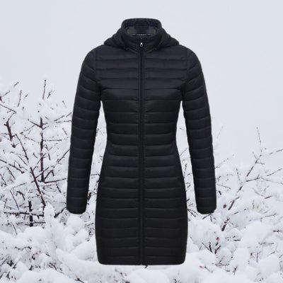 Greta | Ultralichte lange gewatteerde dames winterparka met capuchon