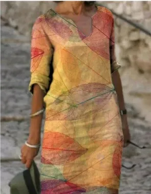 Anja | Shiftjurk met abstract motief en lange mouwen