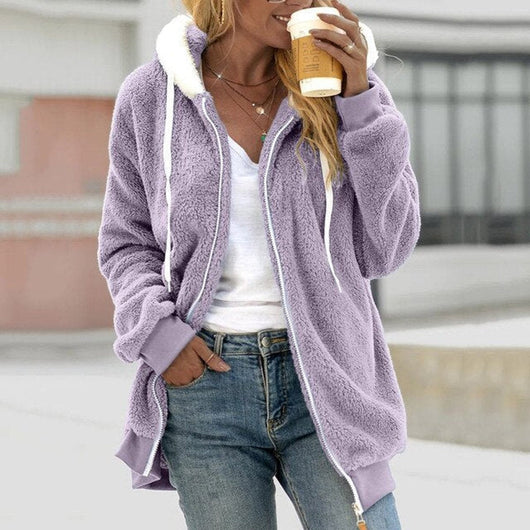 Marlene | Zachte fleece damesjas met capuchon en rits