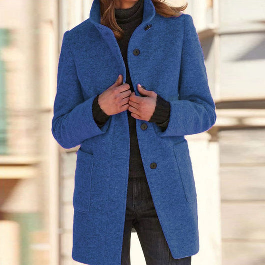 Marlene | Klassieke dames winterjas met opstaande kraag en knoopsluiting