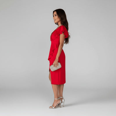 Florence | Elegante dames wikkeljurk met V-hals en ruchemouwen