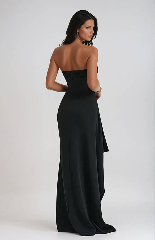 Claudia | Strapless dames maxijurk met split voor bruiloftsgasten